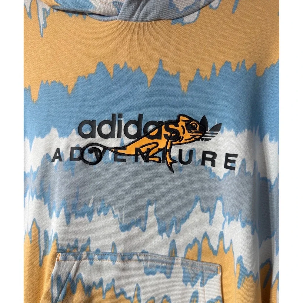 Adidas Adventure Chameleon Hoodie Orange Blue Wave Tie Dye Sweatshirt S